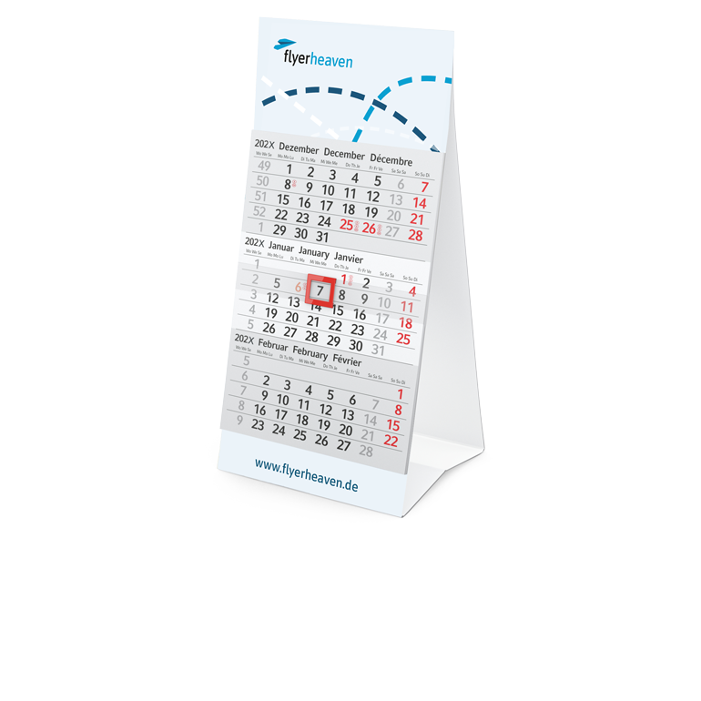 3-Monats-Mini-Tischkalender